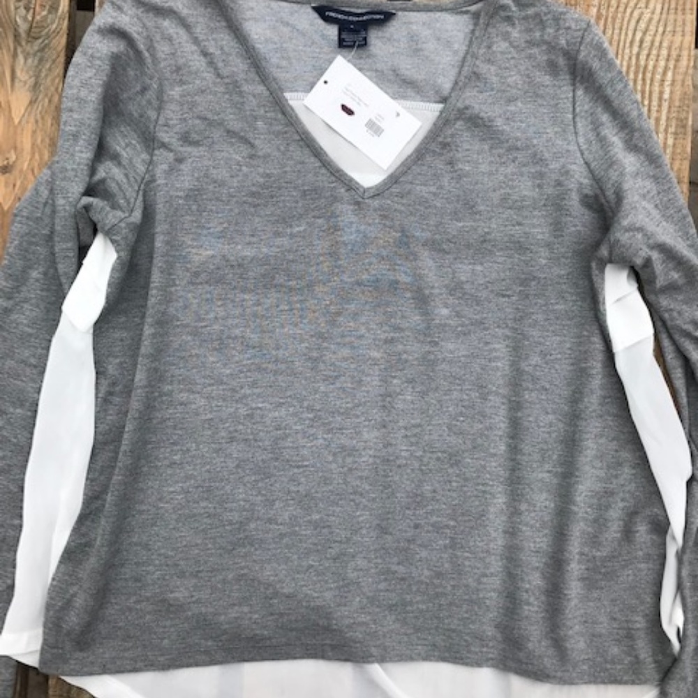 French Connection V neck Ruffled Back Top